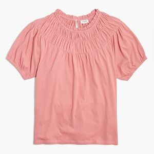 J. Crew Smocked Top Rose Short Sleeve Pink BJ111